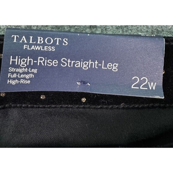 Talbots Flawless 22W High Waist Straight Leg Stretch Black Gold Dot Pants NWT - Picture 11 of 12